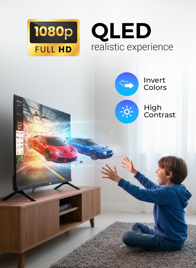 GEEPAS تلفاز جيباس 32 بوصة HD QLED الذكي من جوجل (GLED3215GTQLD)، صوت دولبي، Chromecast مدمج، واي فاي وبلوتوث، HDMI وUSB - Image 3